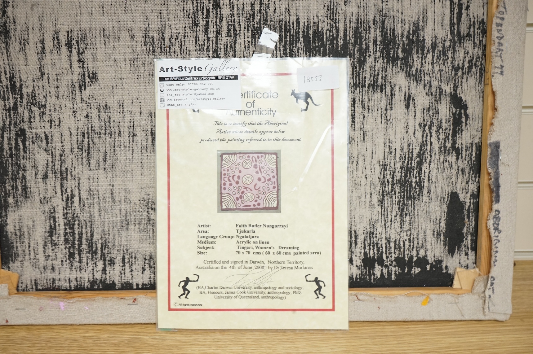 Faith Butler Nungurrayi (Aboriginal), 'Tingari womens dreaming', acrylic on linen, with certificate of authenticity, 61 x 61cm, unframed